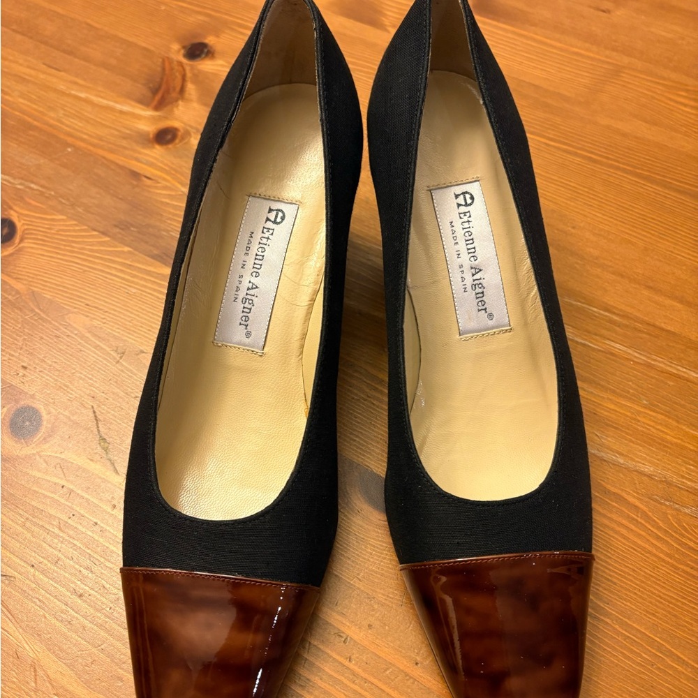 Etienne Aigner Pumps Dress Shoes Size 8M Two Toned Black And Brown Never Worn! - Picture 2 of 9